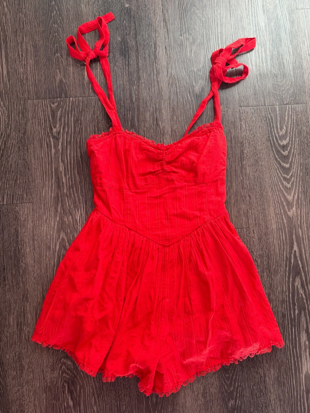 Show Me Your MuMu Red Tie-Strap Romper (never worn)